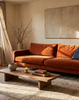 Rust Velvet Track-Arm Sofa, lifestyle hero shot