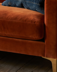 Closeup of leg and welted seam detail