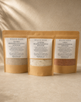 Dulcie Essie bath soaks, all three scents: Tea Tree Bentonite Clay Detox, Lavender Relaxing Magnesium, and Citrus Uplifting Magnesium