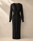 Black Pearl-Button Fitted Dress