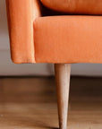 Persimmon Velvet Mid-Century Modern Loveseat