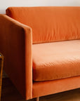 Persimmon Velvet Mid-Century Modern Loveseat