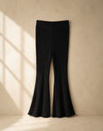 Black ribbed flare pants