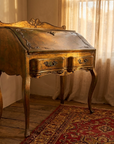 Angled view of the Florentine desk showing form, drawer fronts and construction