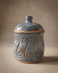 Lidded Jar blue patterned
