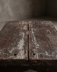 North India bajot detail, close-up of the center plank seam and drilled edge holes