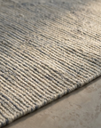Macro detail of the heathered flatweave texture, second angle