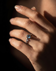 Model wearing Blue Topaz Twig Ring