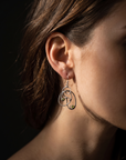 Model wearing Peridot Scribble Earrings