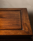 Macro detail of the tabletop wood grain, alternate corner angle