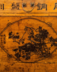 Antique Chinese hand-painted sideboard, floral medallion and calligraphy detail