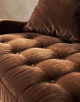Diamond tufting detail, chocolate velvet