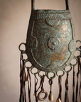 Tuareg copper amulet pouch, detail of the spiral medallion and patina
