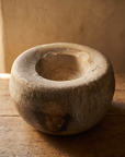 Stone mortar bowl and handles detail