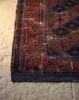 Turkmen Baluch rug corner and pile detail