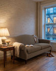 The Marcel in a West Village living room at blue hour