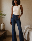 Dark Indigo Button Jeans