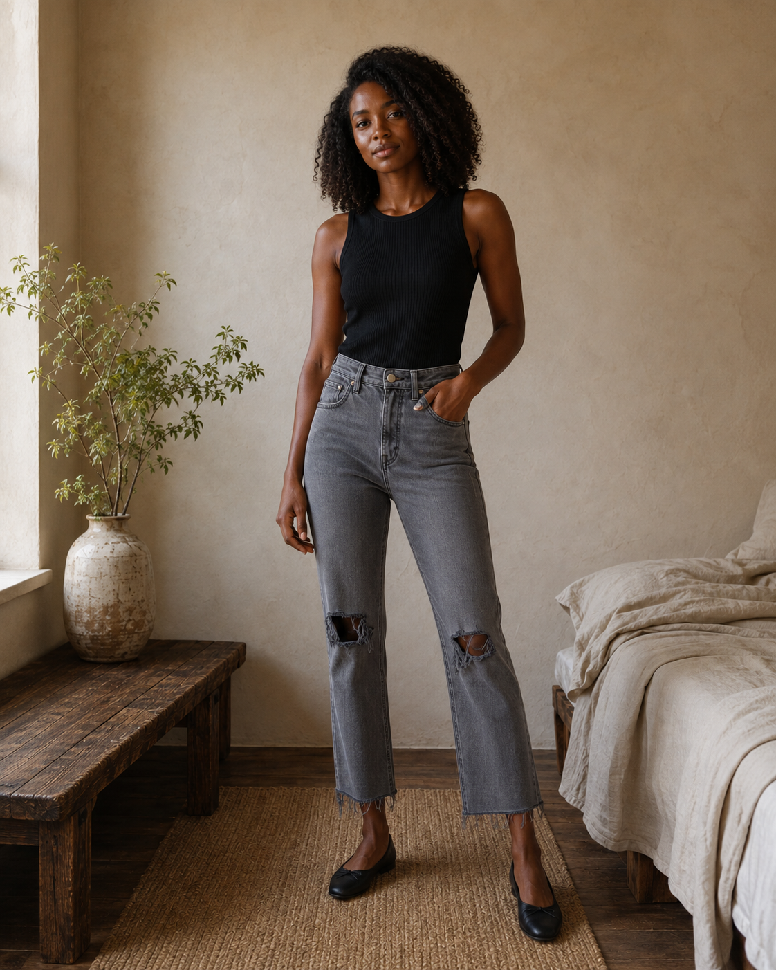 Gray Distressed Jeans