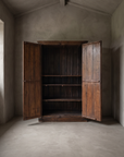 ABC Haveli Armoire interior, doors open showing fixed shelves