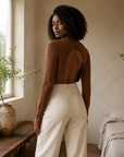 Brown Open-Back Sweater