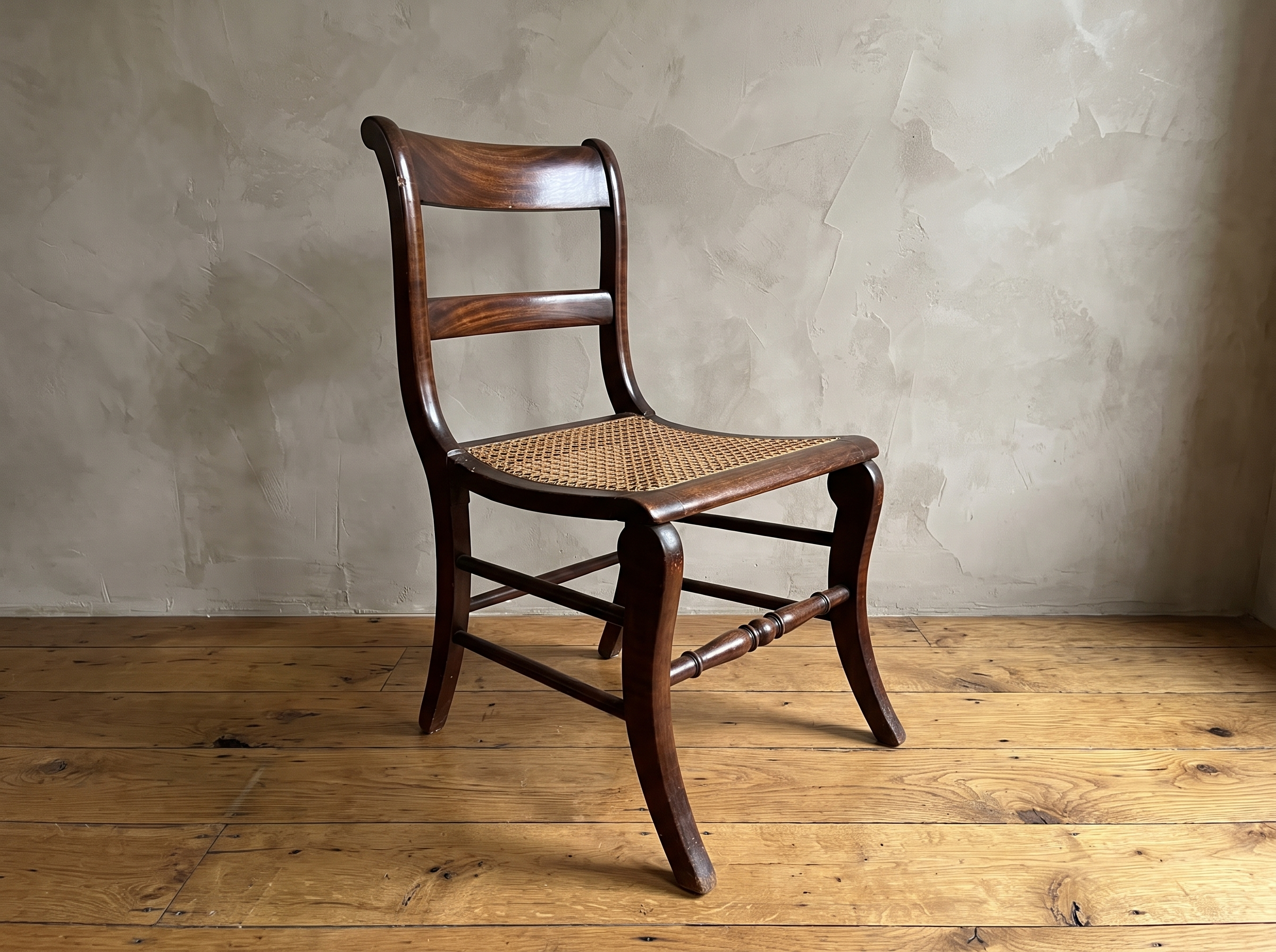 Antique cane seat side chair, hero view