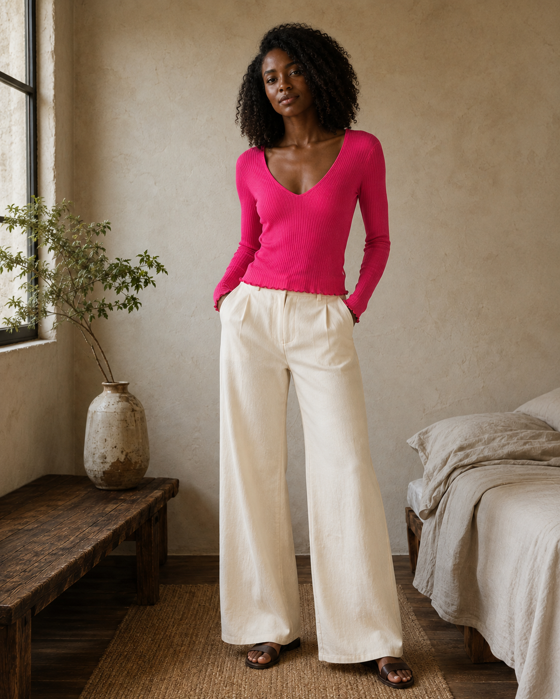 Pink Ribbed Top