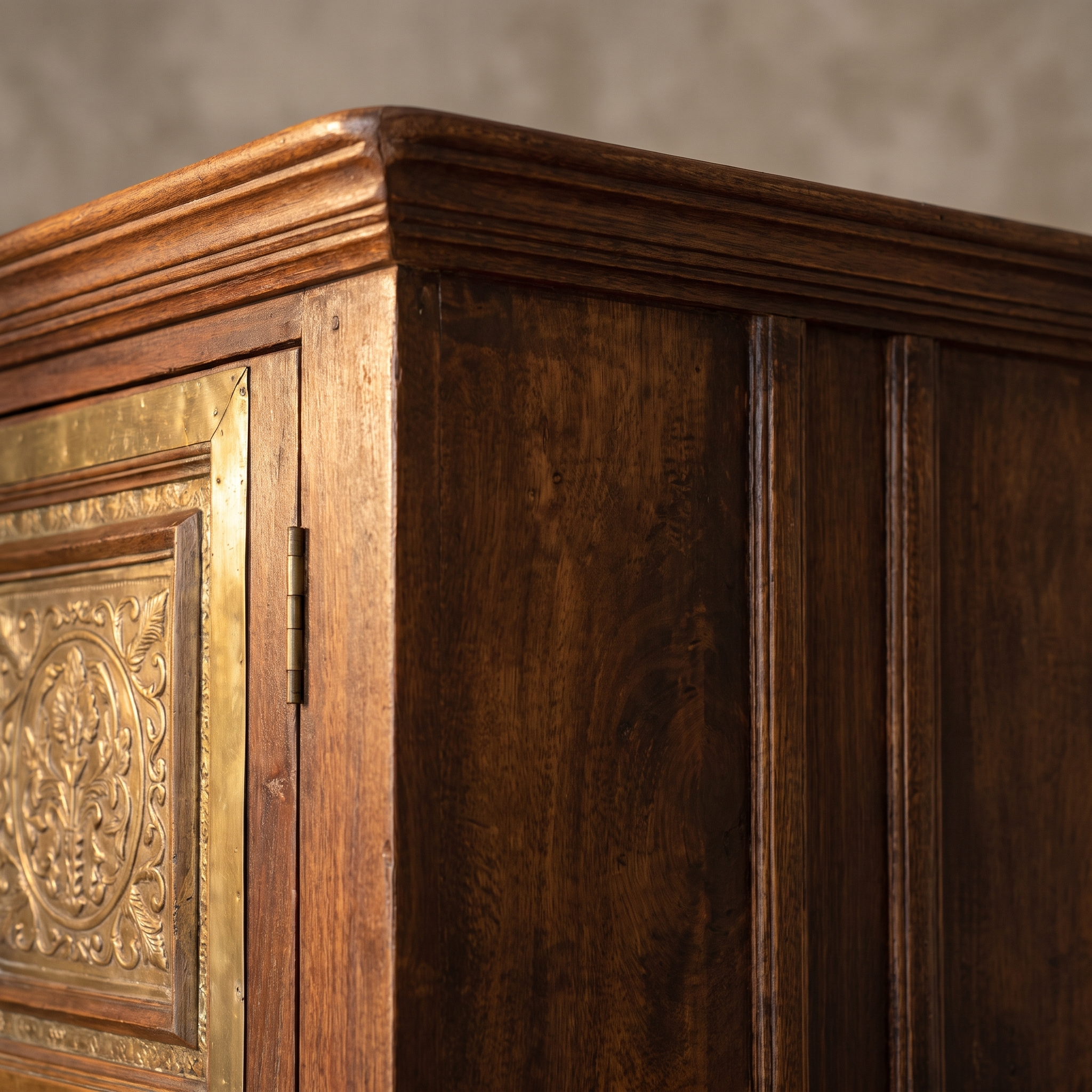 ABC Haveli Armoire crown molding and corner detail