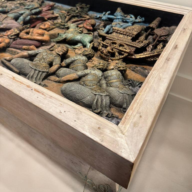 Buddhist Glass Top Coffee Table