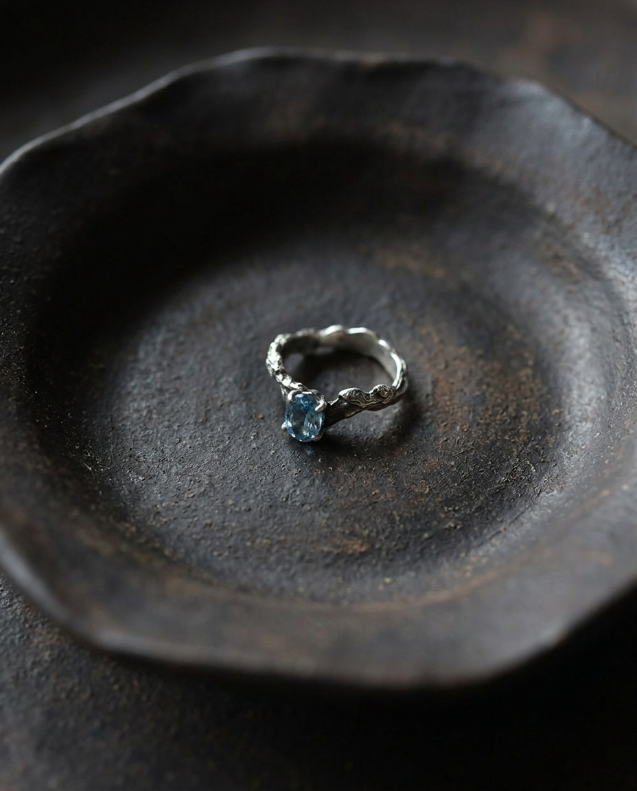 Blue Topaz Twig Ring, alternate view