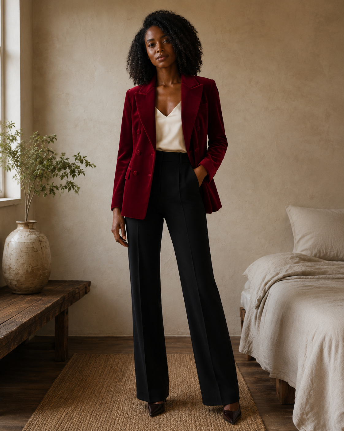 Wine Velvet Blazer