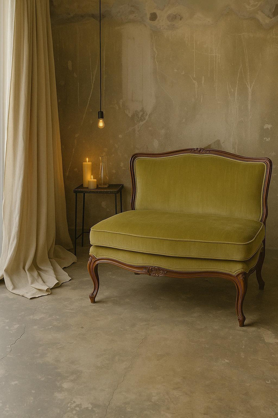 Green Velvet Love Seat