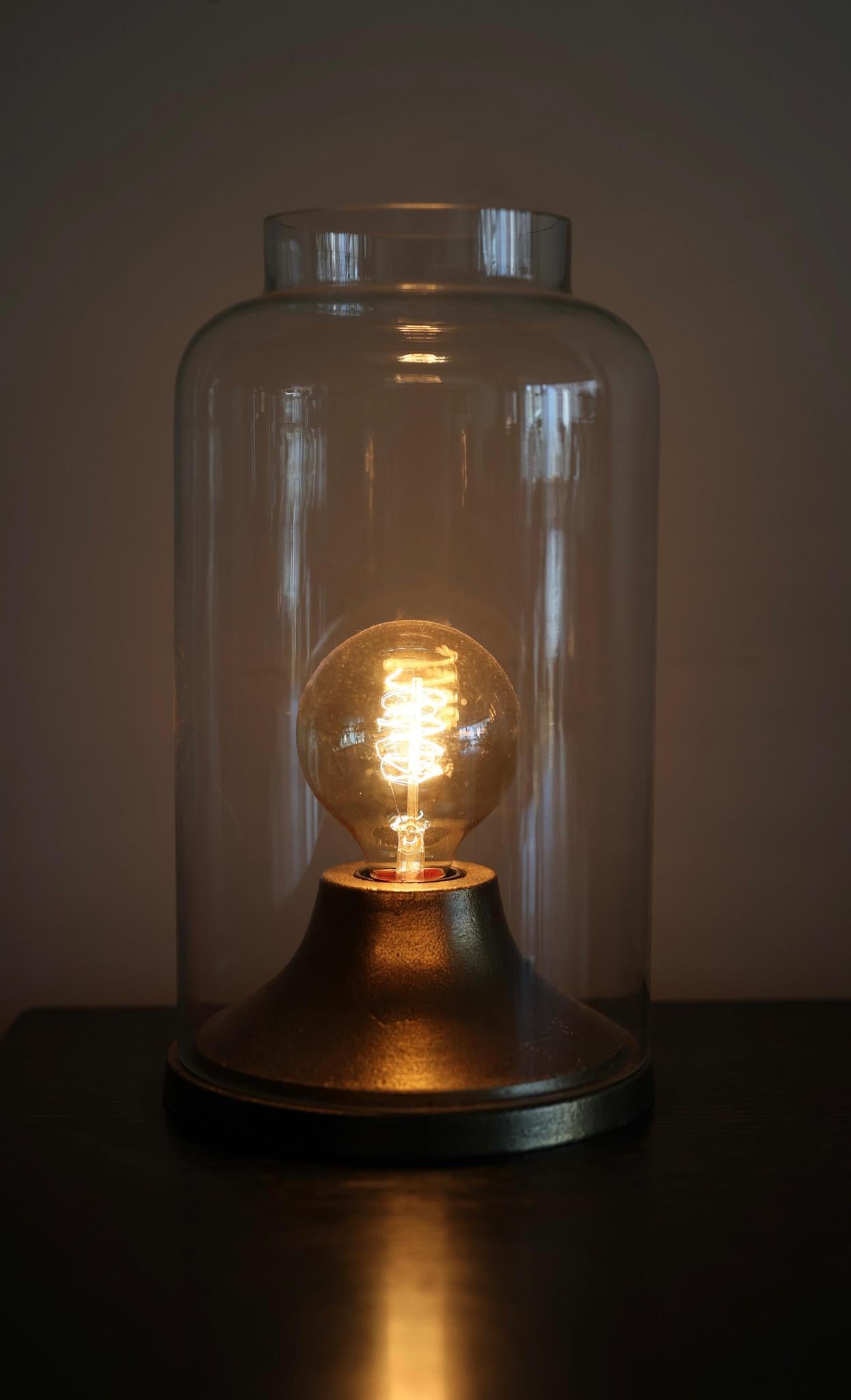 Glass Table Lamp with Edison Bulb