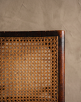 Antique cane seat chair, cane seat corner detail