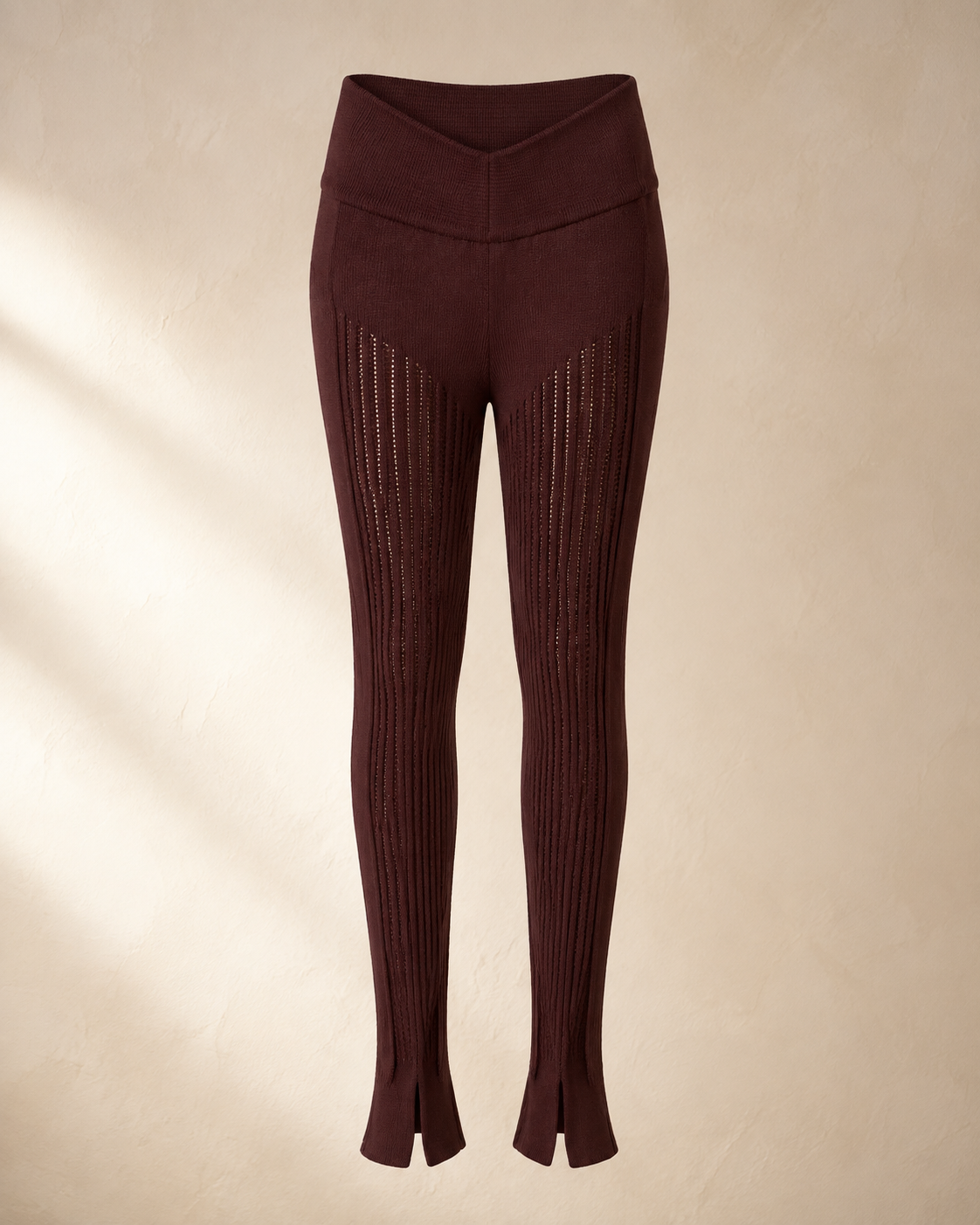 Burgundy Ribbed Leggings
