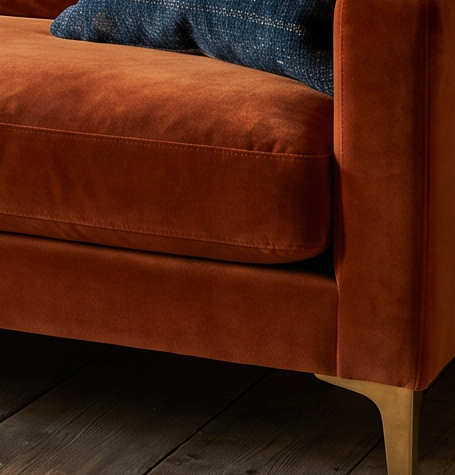 Closeup of leg and welted seam detail