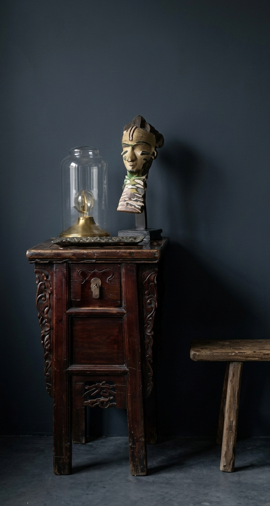 Antique Chinese Flower Side Table