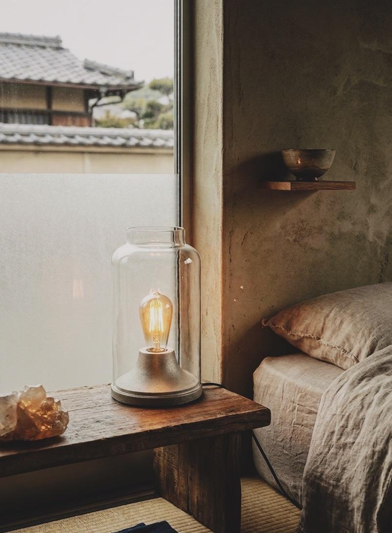 Glass Table Lamp with Edison Bulb