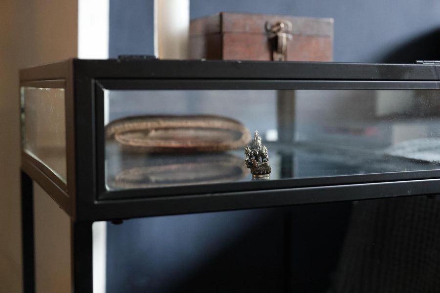 Industrial Glass Display Side Table