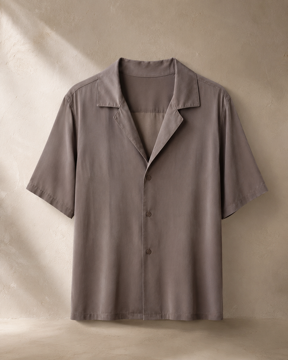 Taupe Short-Sleeve Camp-Collar Shirt