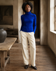 Royal Blue Button-Detail Turtleneck, alternate view 2