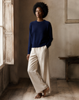 Navy Cashmere Crew-Neck Sweater