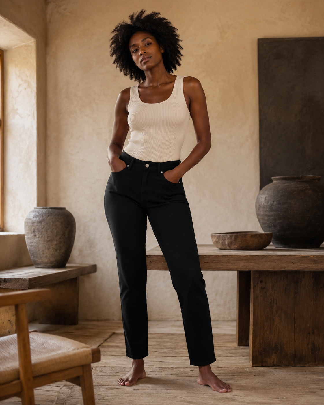 Black Slim Ankle Pants