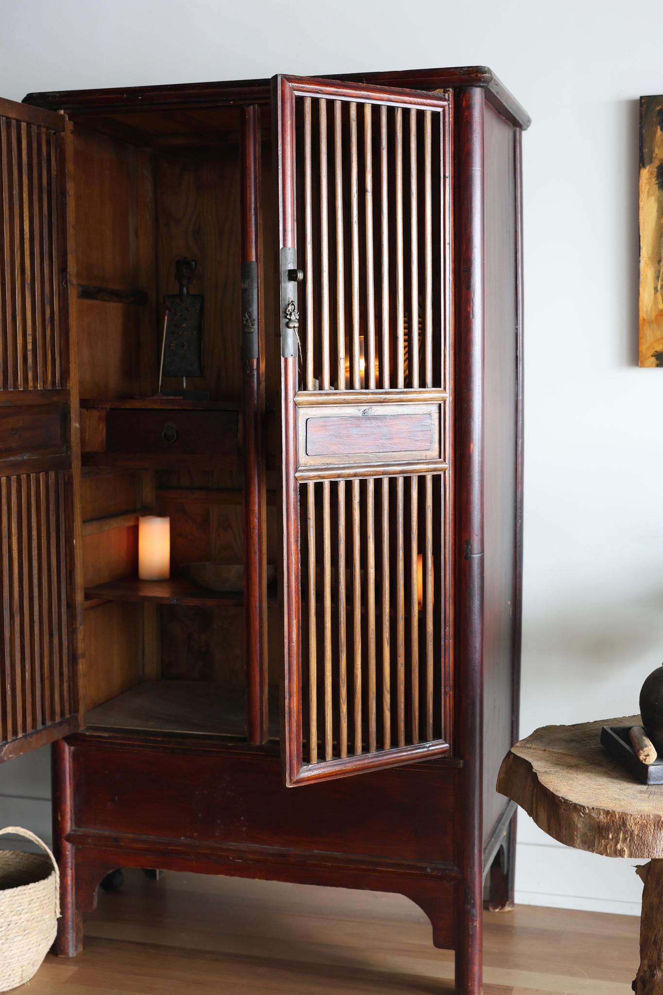 Antique Elmwood Root Armoire
