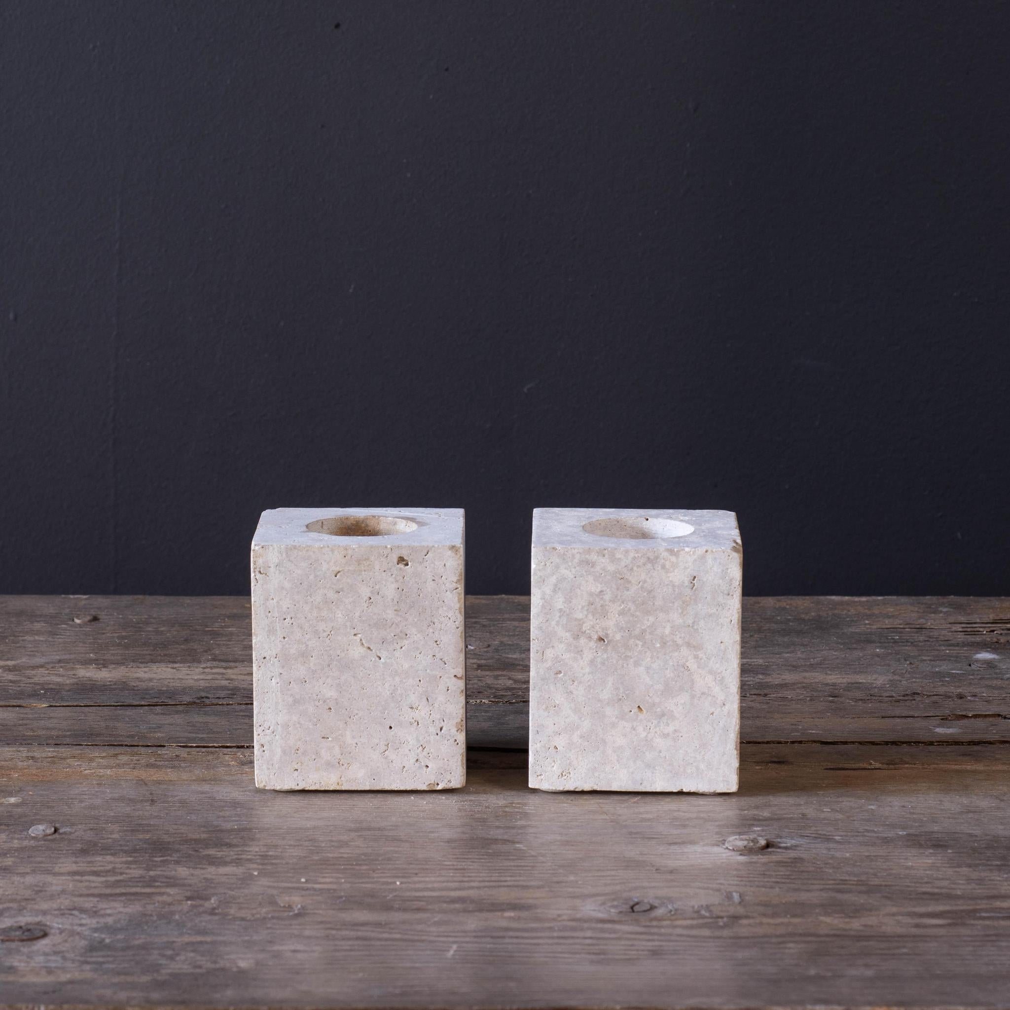 Travertine Tea Light Candle Holders