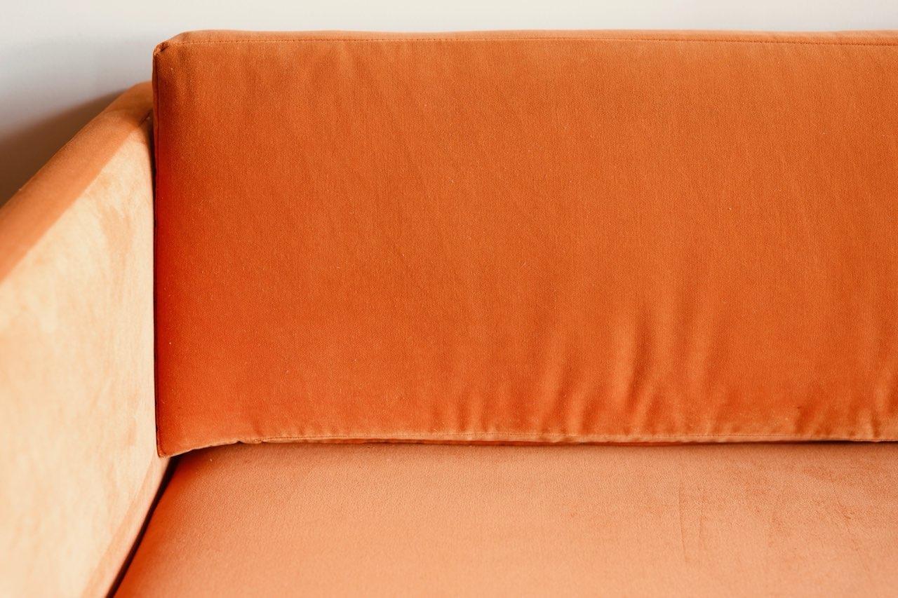 Persimmon Velvet Mid-Century Modern Loveseat