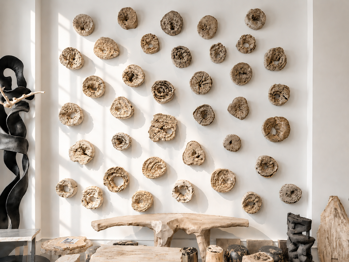 Andrianna Shamaris Erosion Teak Wood Art Sculptures