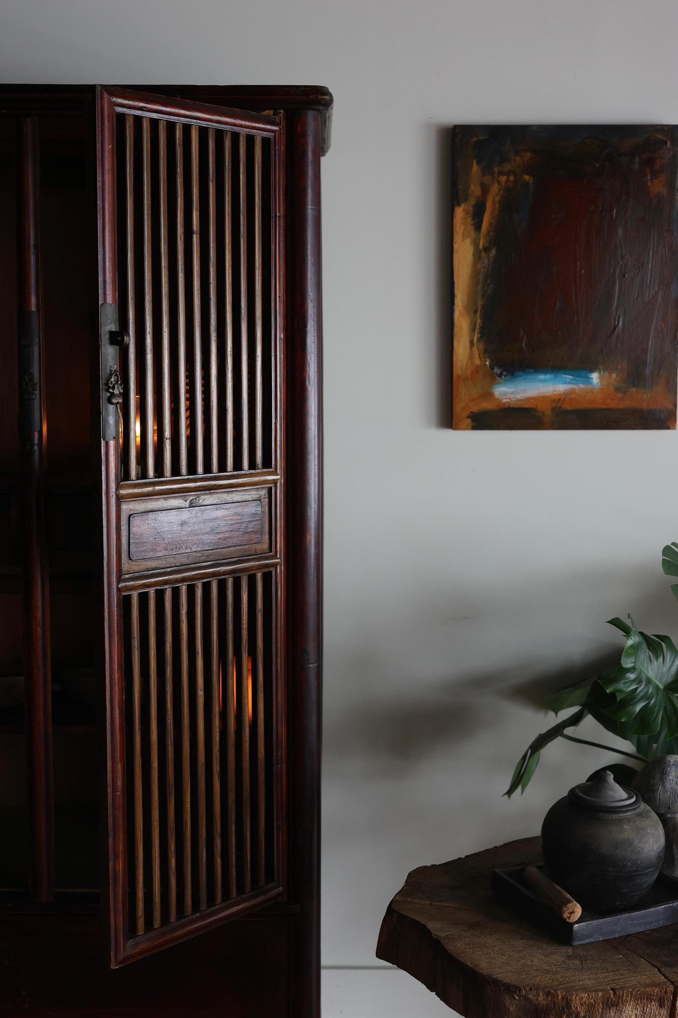 Antique Elmwood Root Armoire