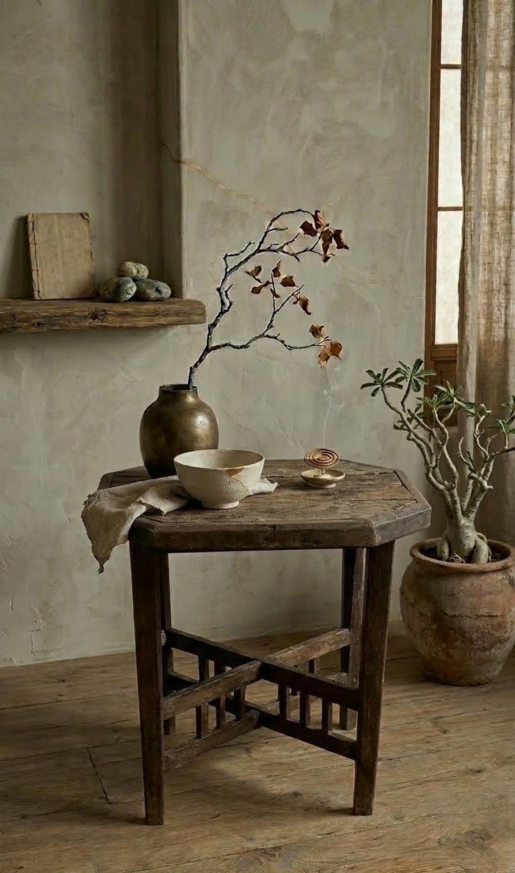 Wooden Hexagon Side Table