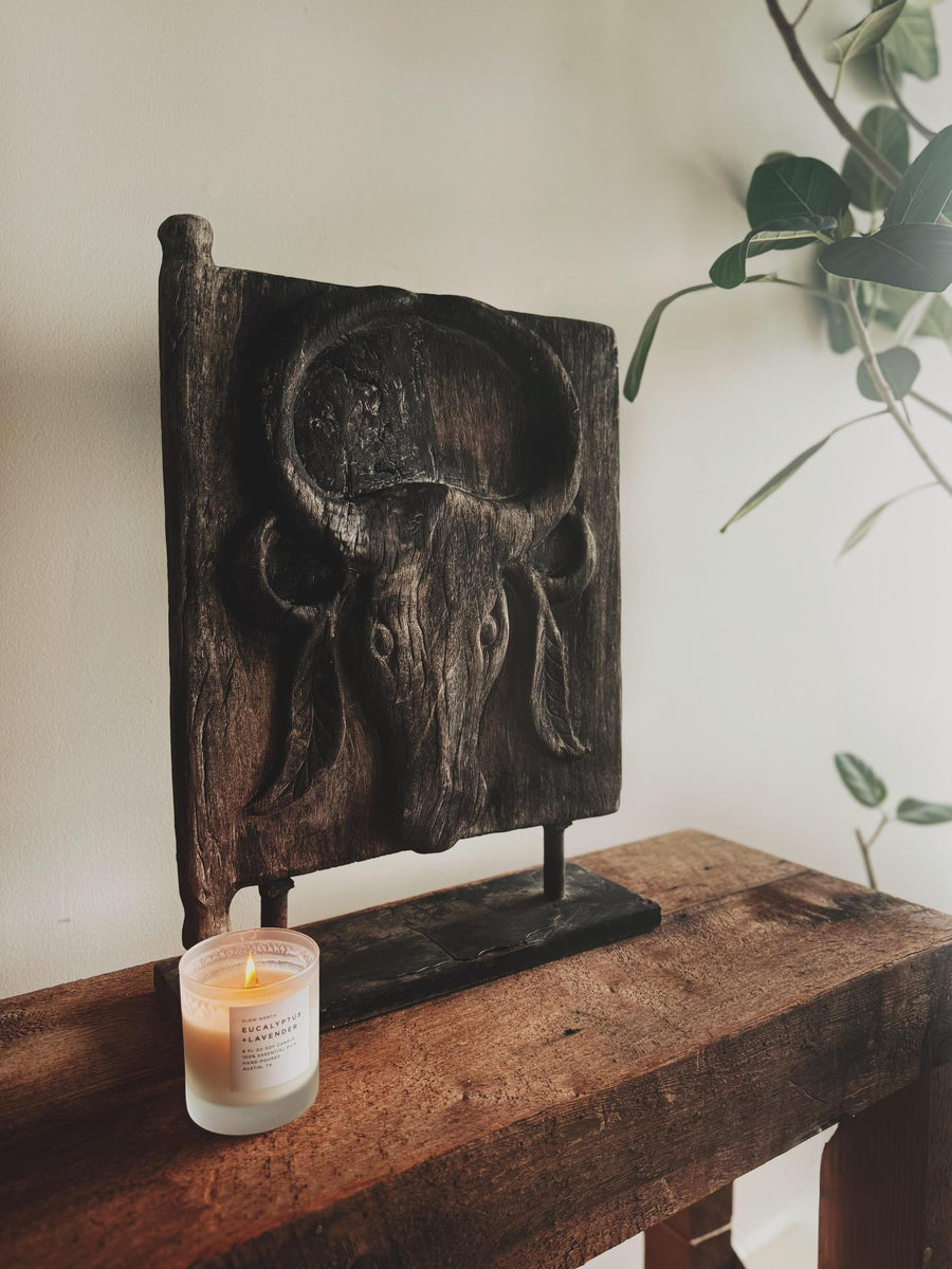 Sulawesi Door Carving, Figure and Bull