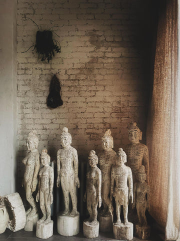 Antique Chinese Acupuncture Dolls – Hand-Carved Wooden Statues